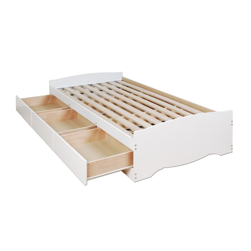 White Twin Mate's Platform Storage Bed with 3 Drawers. Picture 2