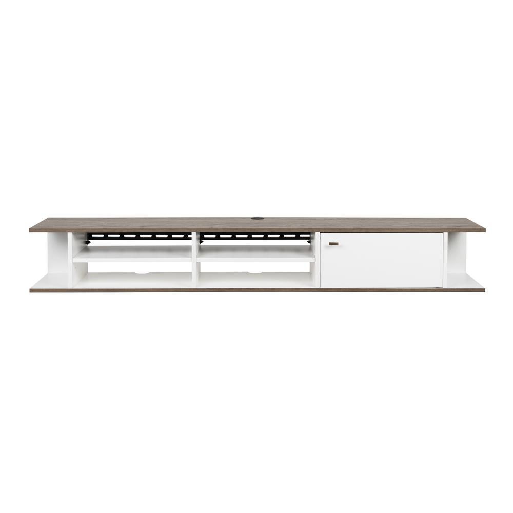 Wall Mounted Media Console with Door, White and Drifted Gray. Picture 4