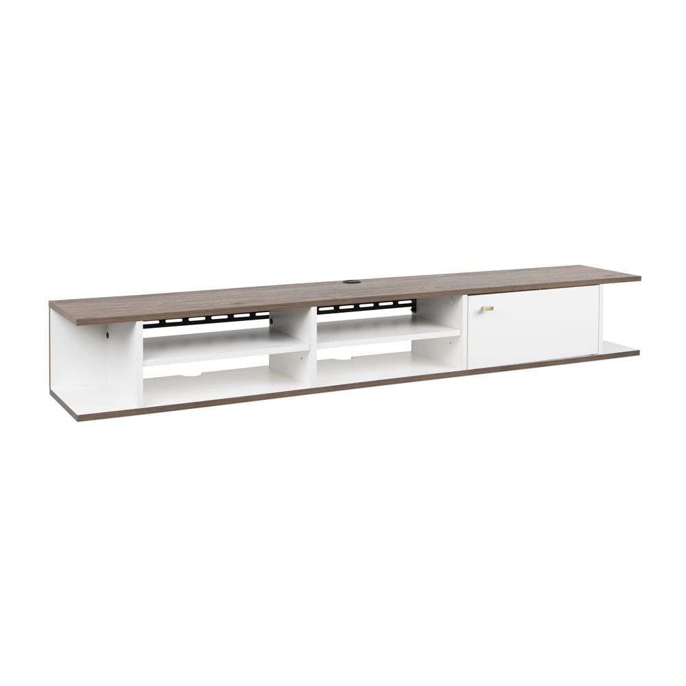 Wall Mounted Media Console with Door, White and Drifted Gray. Picture 8