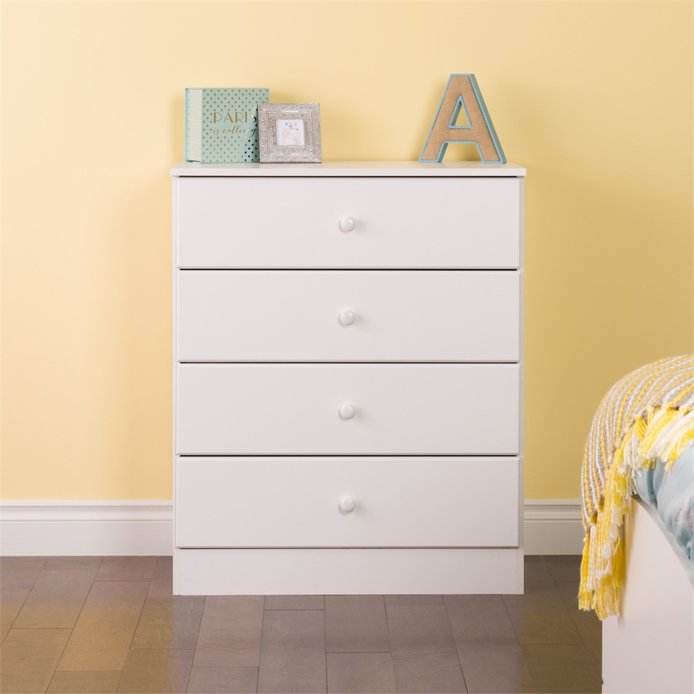 Astrid 4-Drawer Dresser, White. Picture 3