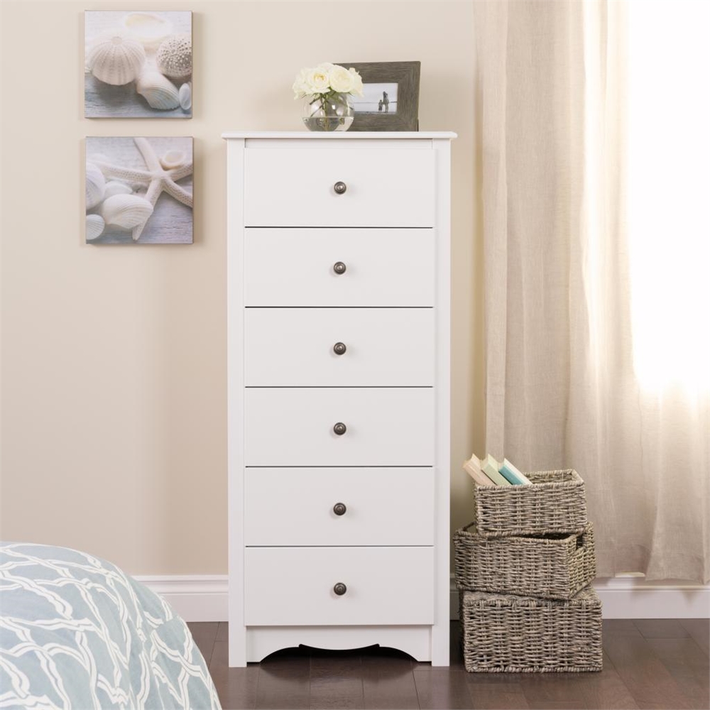 White Monterey Tall 6 Drawer Chest. Picture 1
