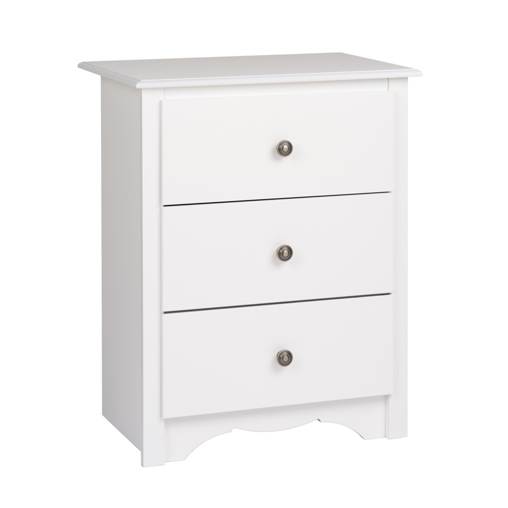 Monterey 3-drawer Tall Nightstand, White. Picture 1