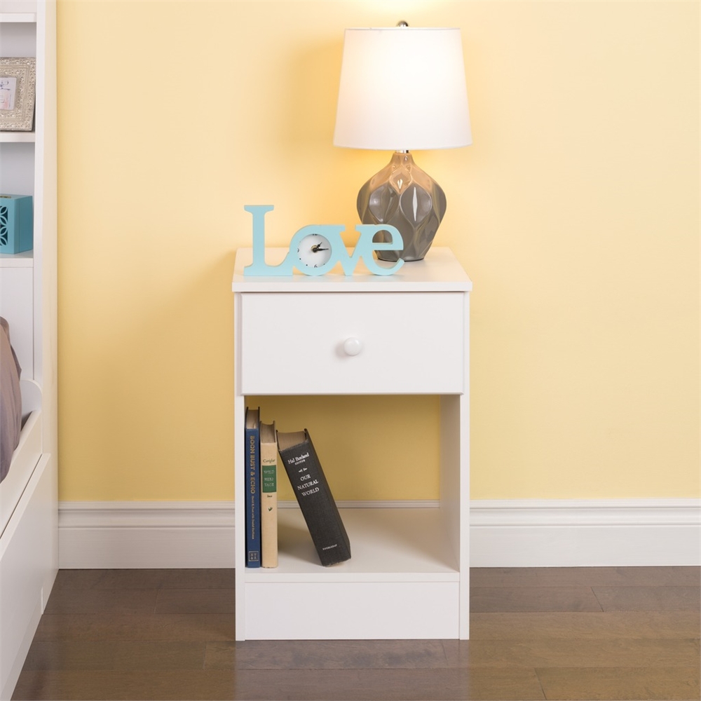 Astrid Tall 1-Drawer Night Stand, White. Picture 2
