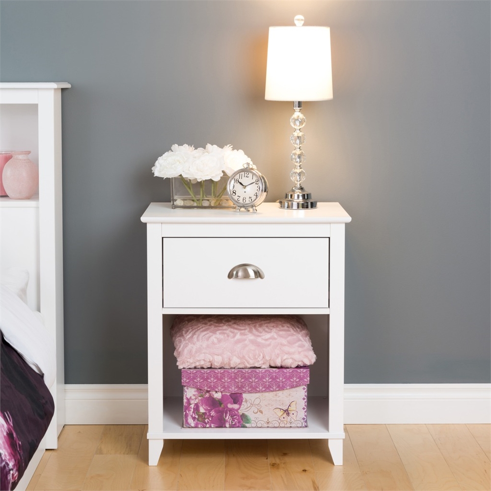 Yaletown 1-Drawer Tall Nightstand, White. Picture 2