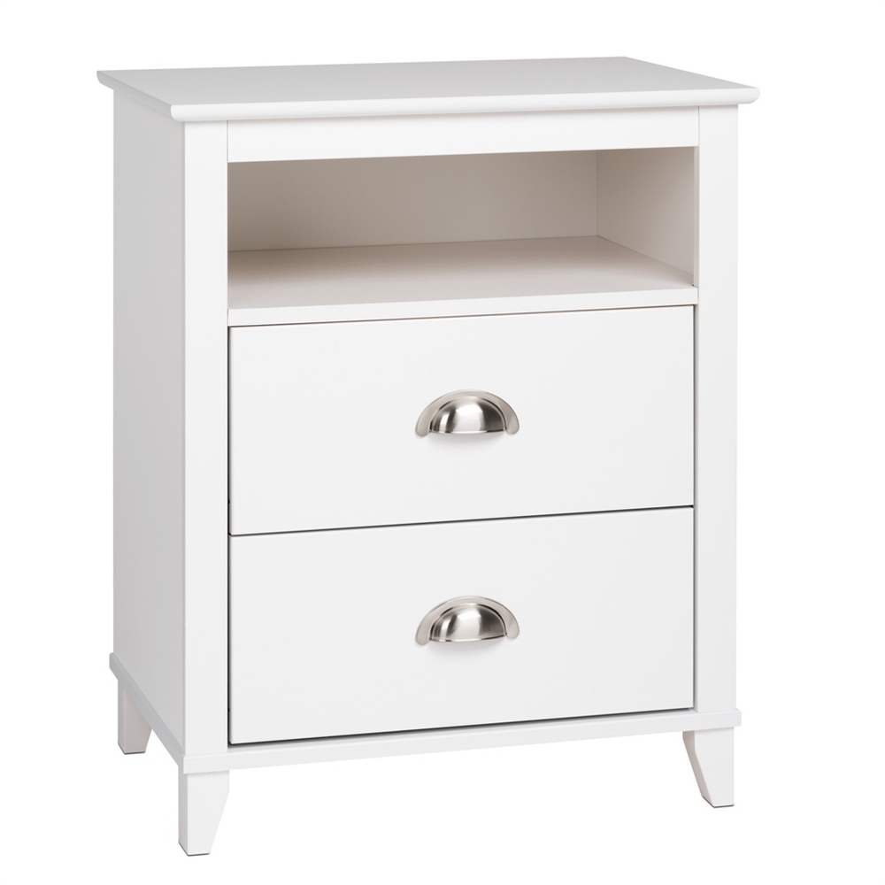 Yaletown 2-Drawer Tall Nightstand, White. Picture 1