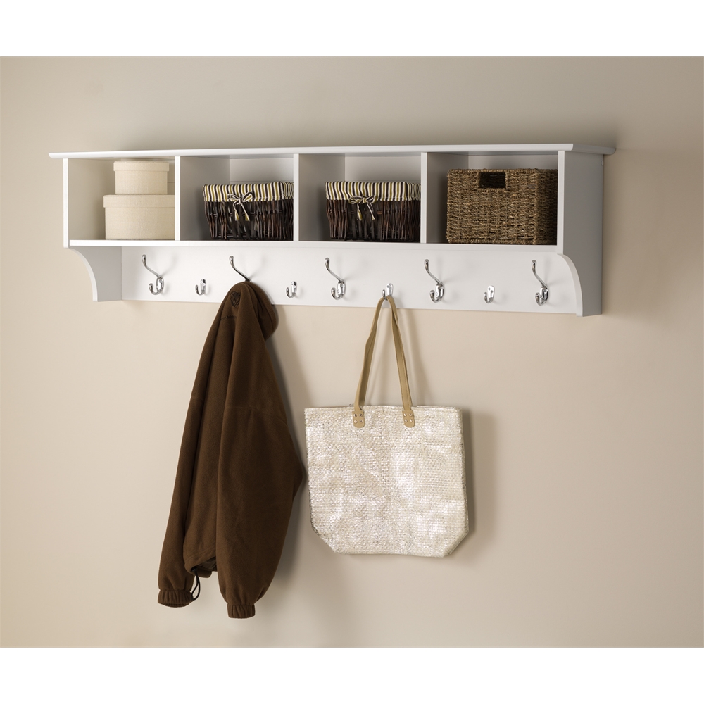 White 60" Wide Hanging Entryway Shelf. Picture 1