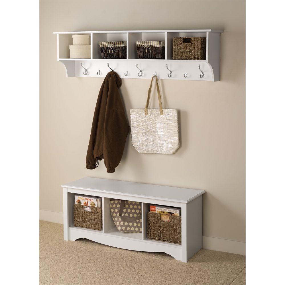 White 60" Wide Hanging Entryway Shelf. Picture 3