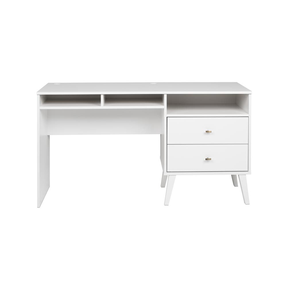 Milo Desk with Side Storage and 2 Drawers, White. Picture 1