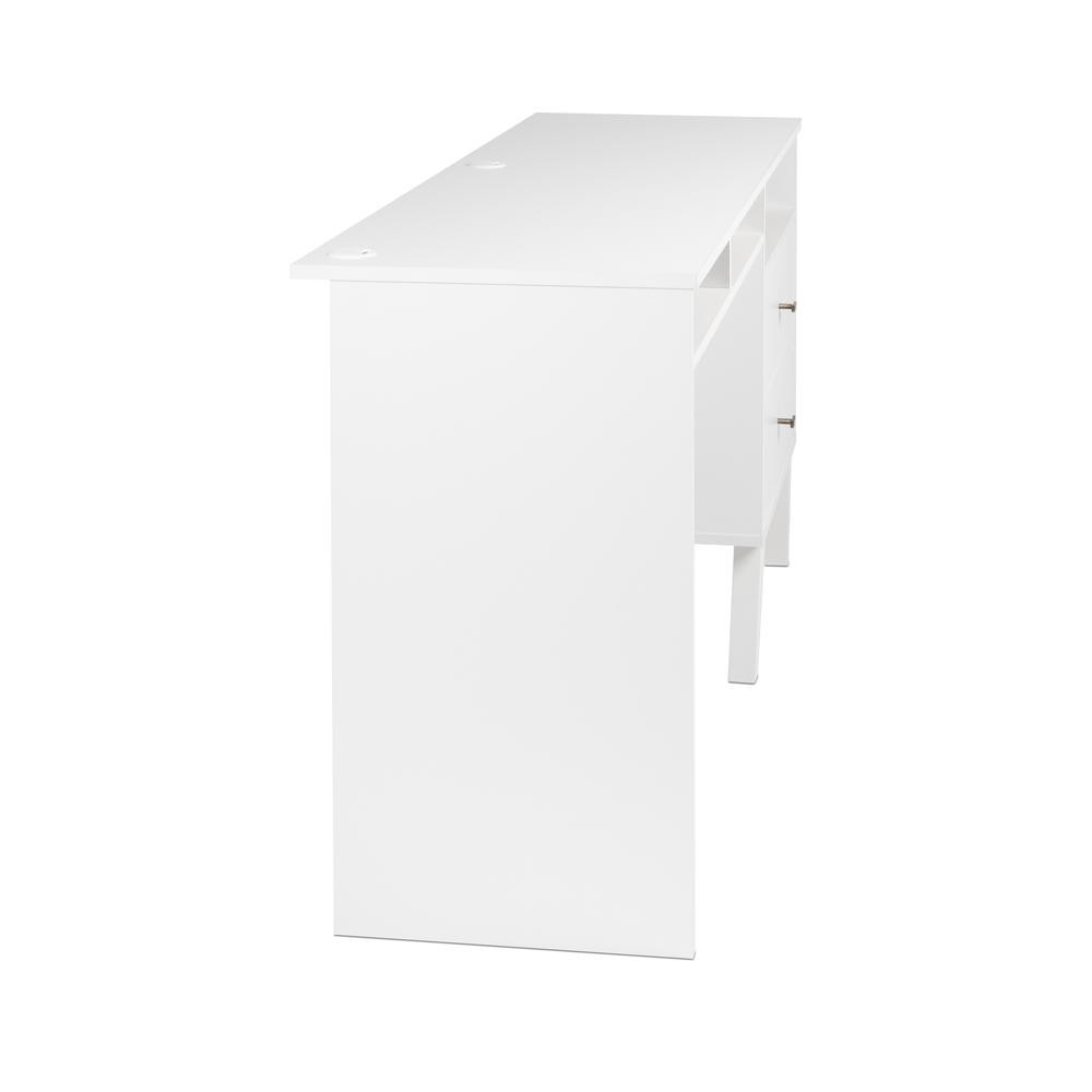 Milo Desk with Side Storage and 2 Drawers, White. Picture 3
