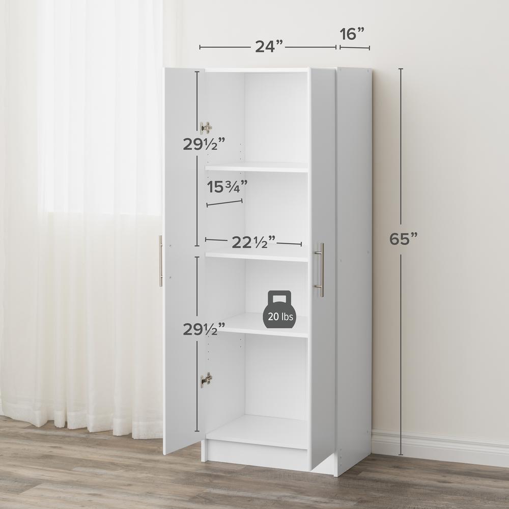 Storage Cabinet with Fixed and Adjustable Shelves, White. Picture 4
