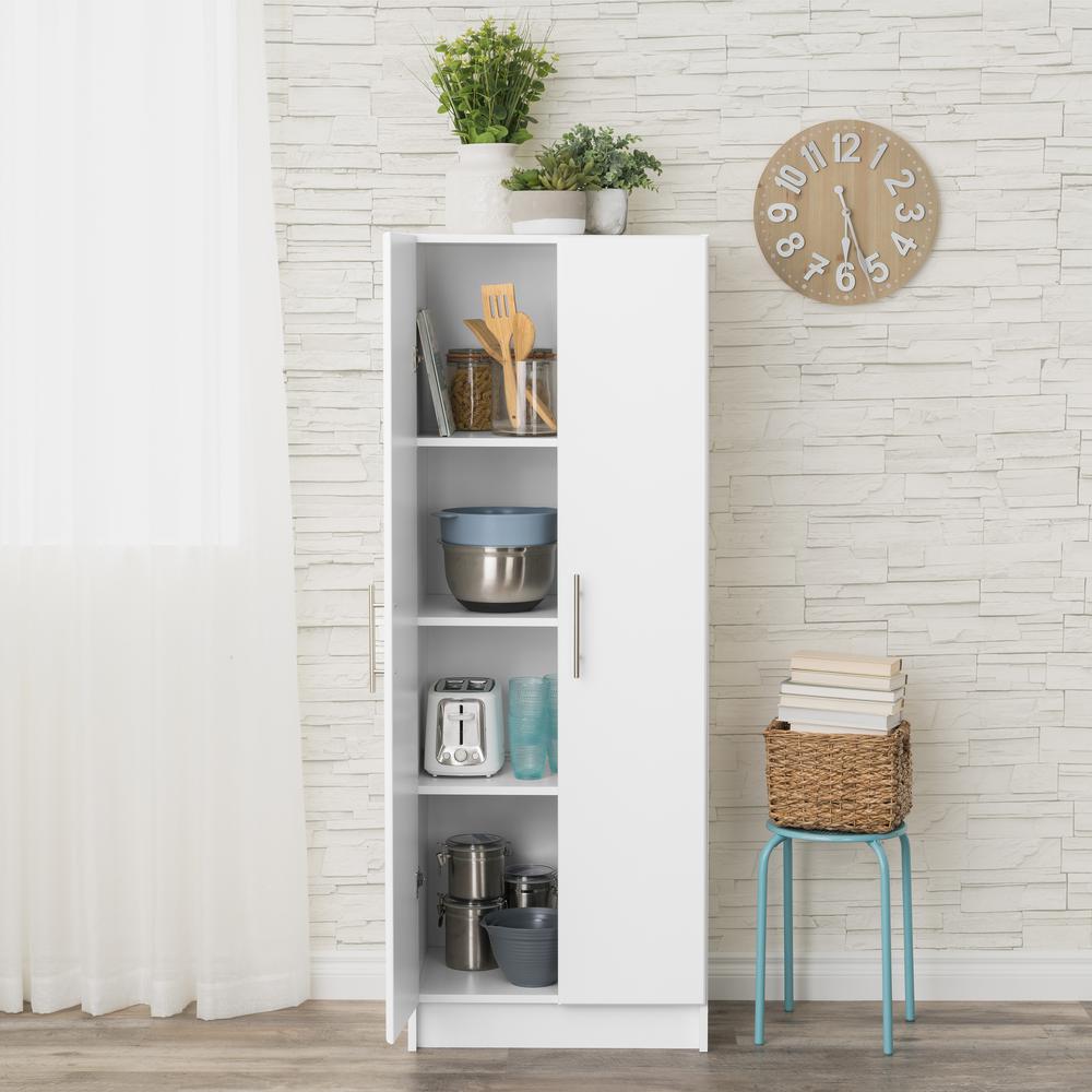 Storage Cabinet with Fixed and Adjustable Shelves, White. Picture 5