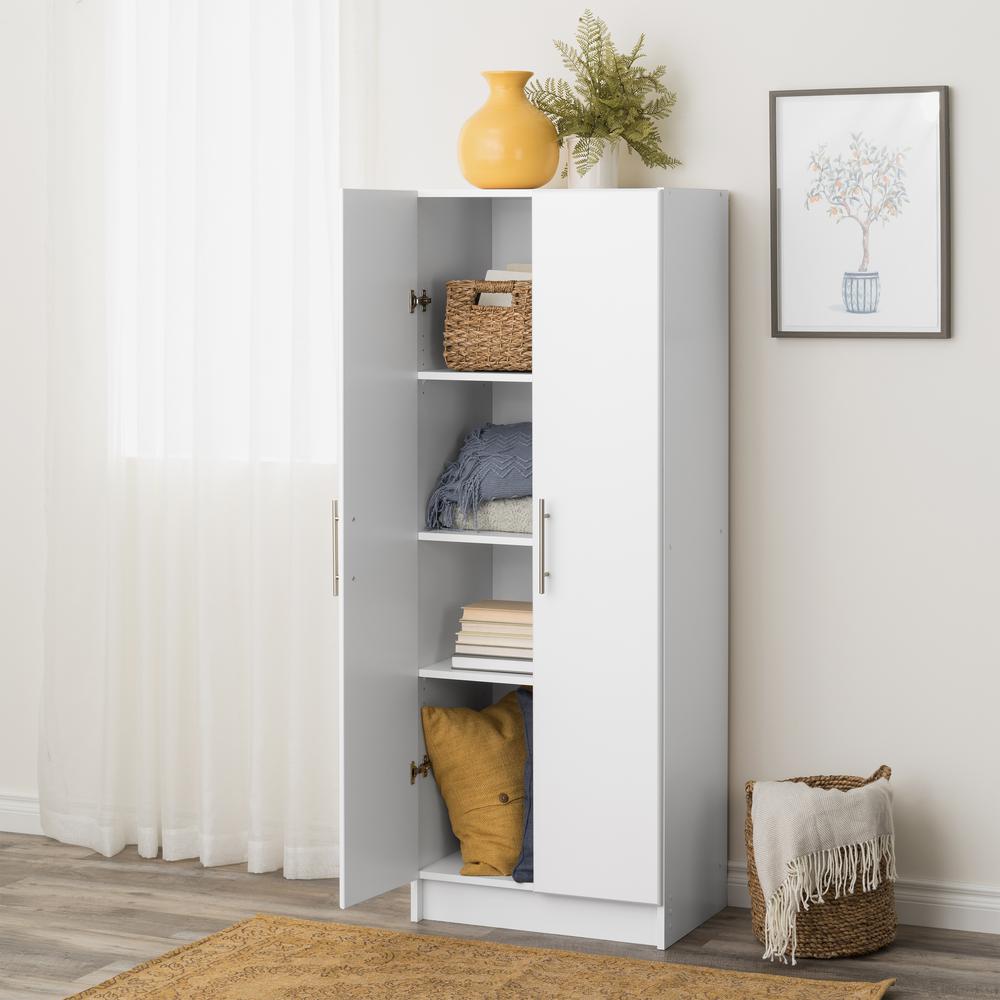Storage Cabinet with Fixed and Adjustable Shelves, White. Picture 6
