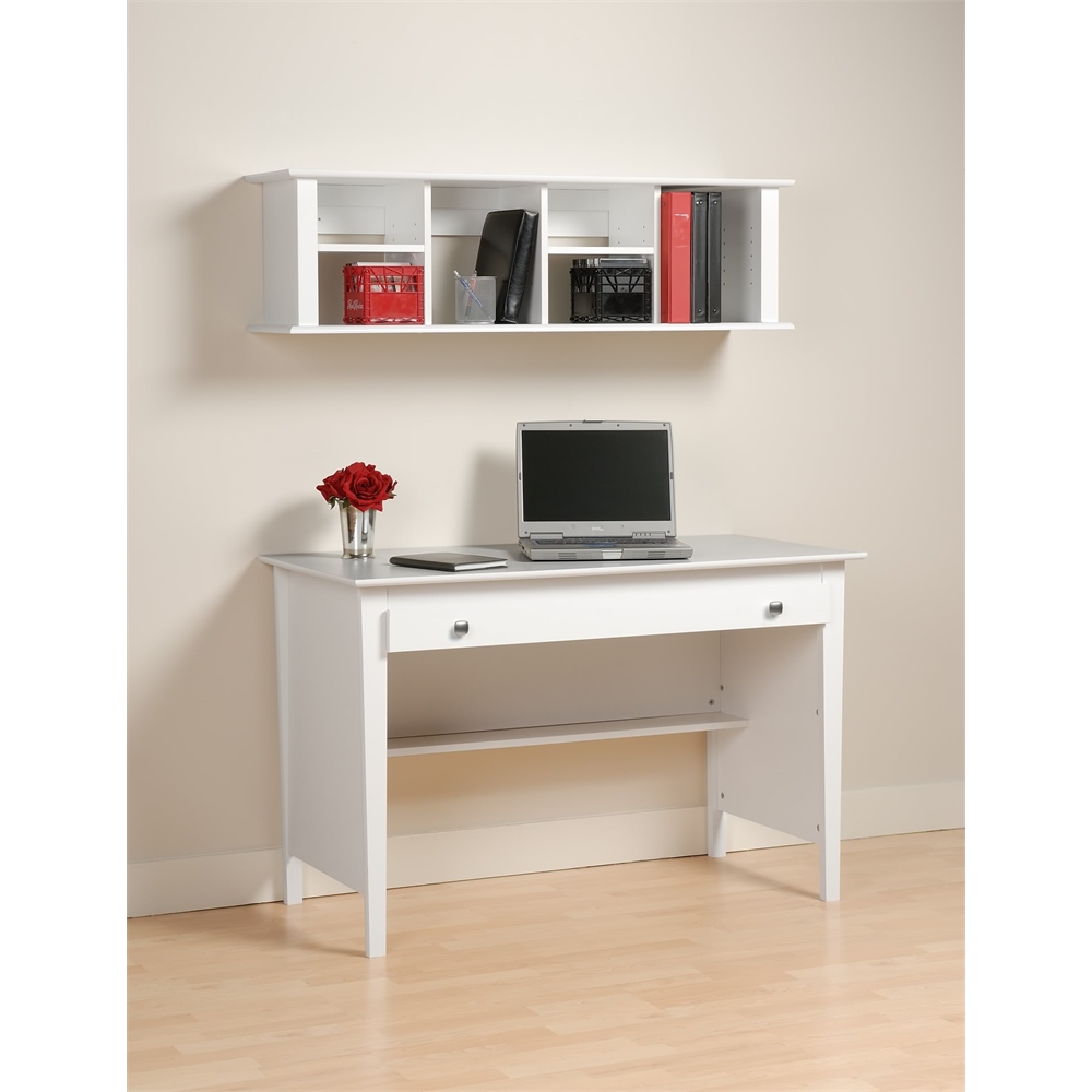 White Wall Mounted Desk Hutch. Picture 2
