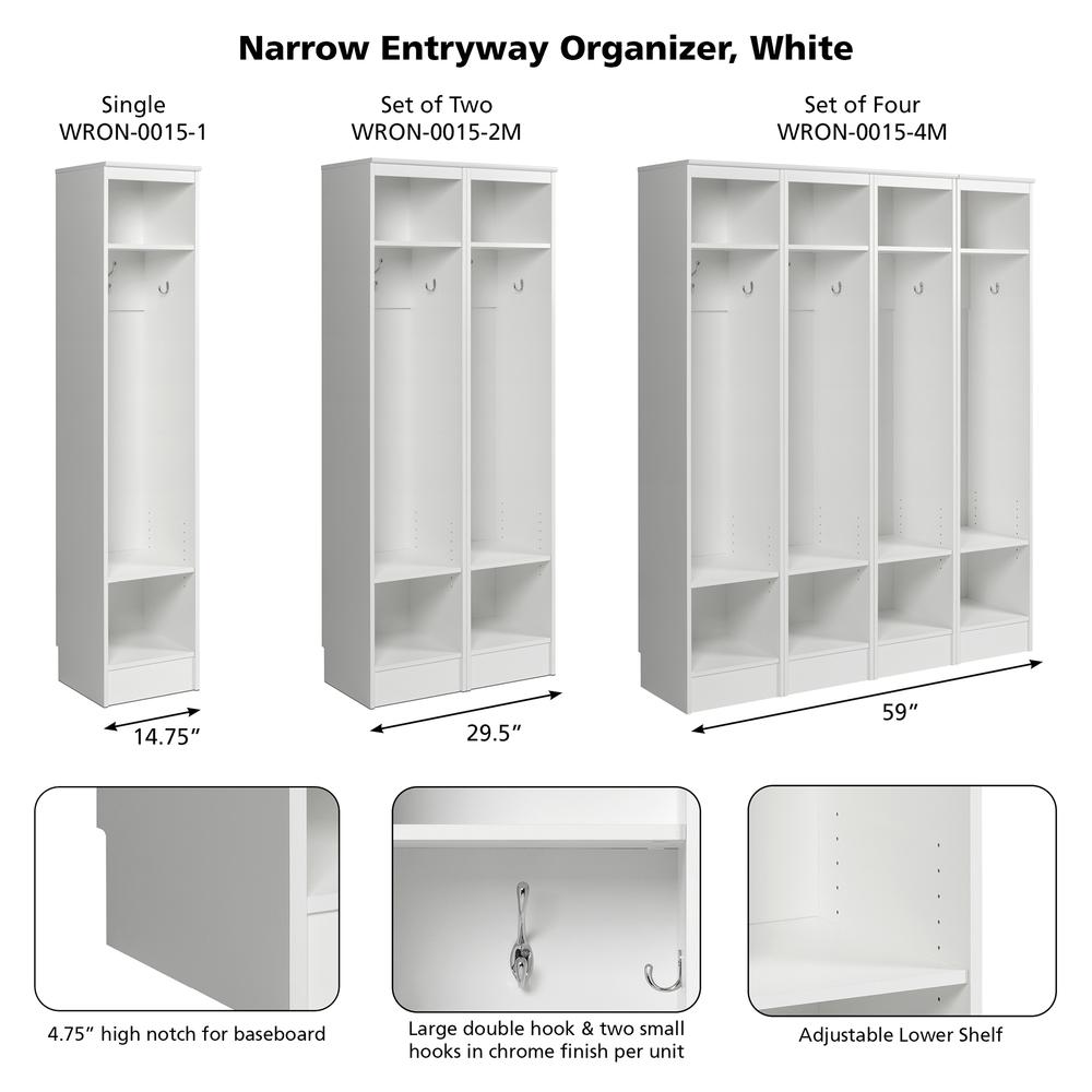 Narrow Entryway Organizer, White - Set of 4. Picture 7