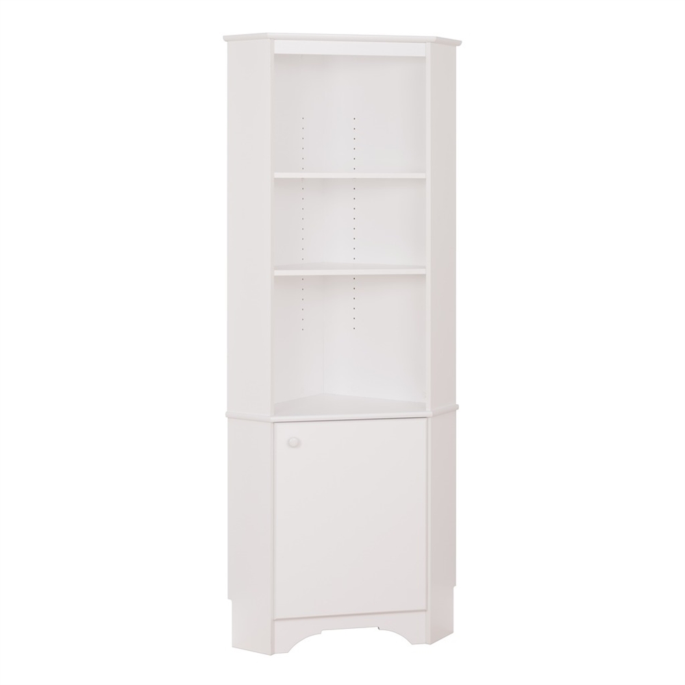Elite Tall 1-Door Corner Storage Cabinet, White. The main picture.