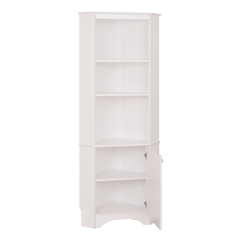 Elite Tall 1-Door Corner Storage Cabinet, White. Picture 4