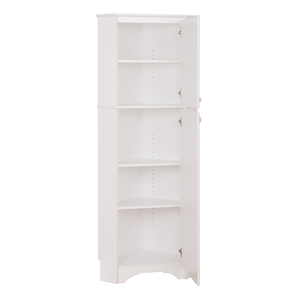 Elite Tall 2-Door Corner Storage Cabinet, White. Picture 3