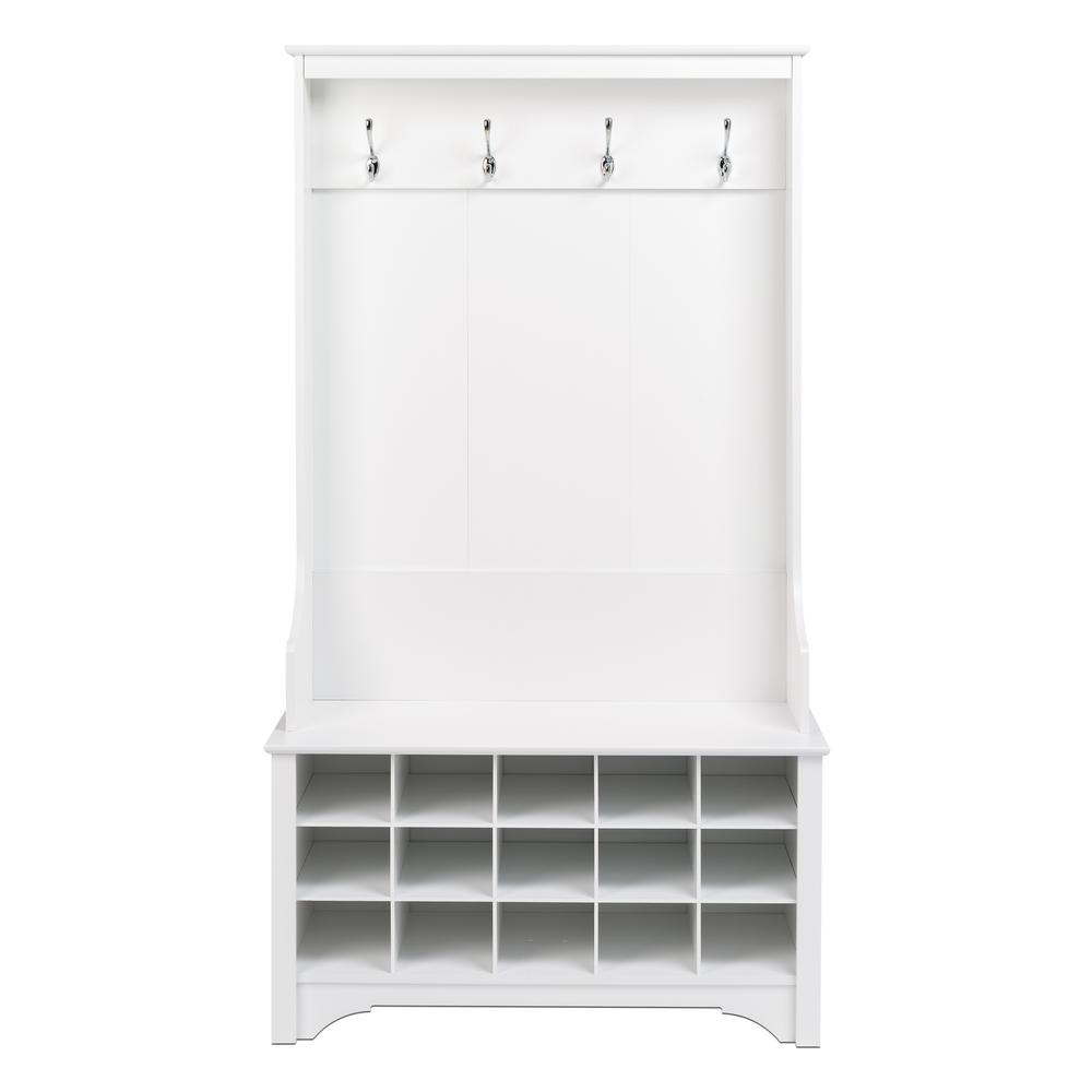 Hall Tree with Shoe Storage - White. Picture 4
