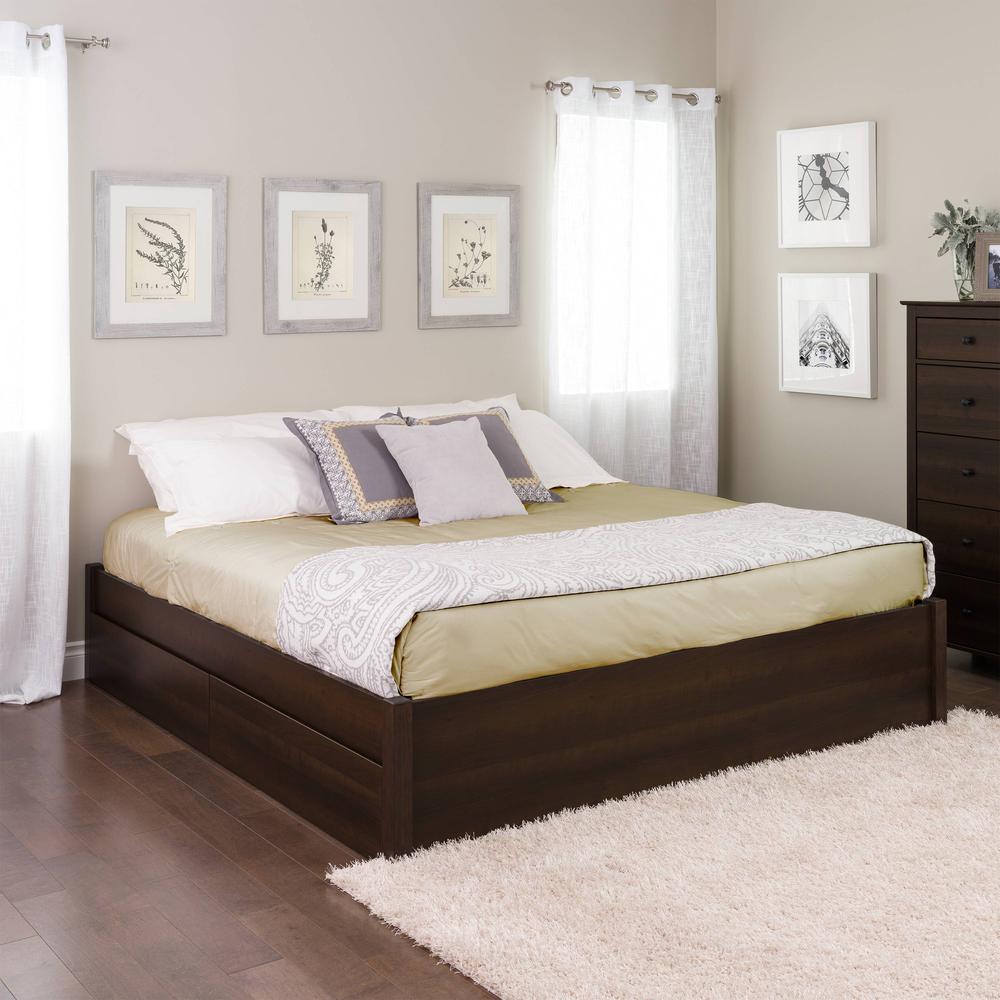King Select 4-Post Platform Bed with 4 Drawers, Espresso. Picture 4