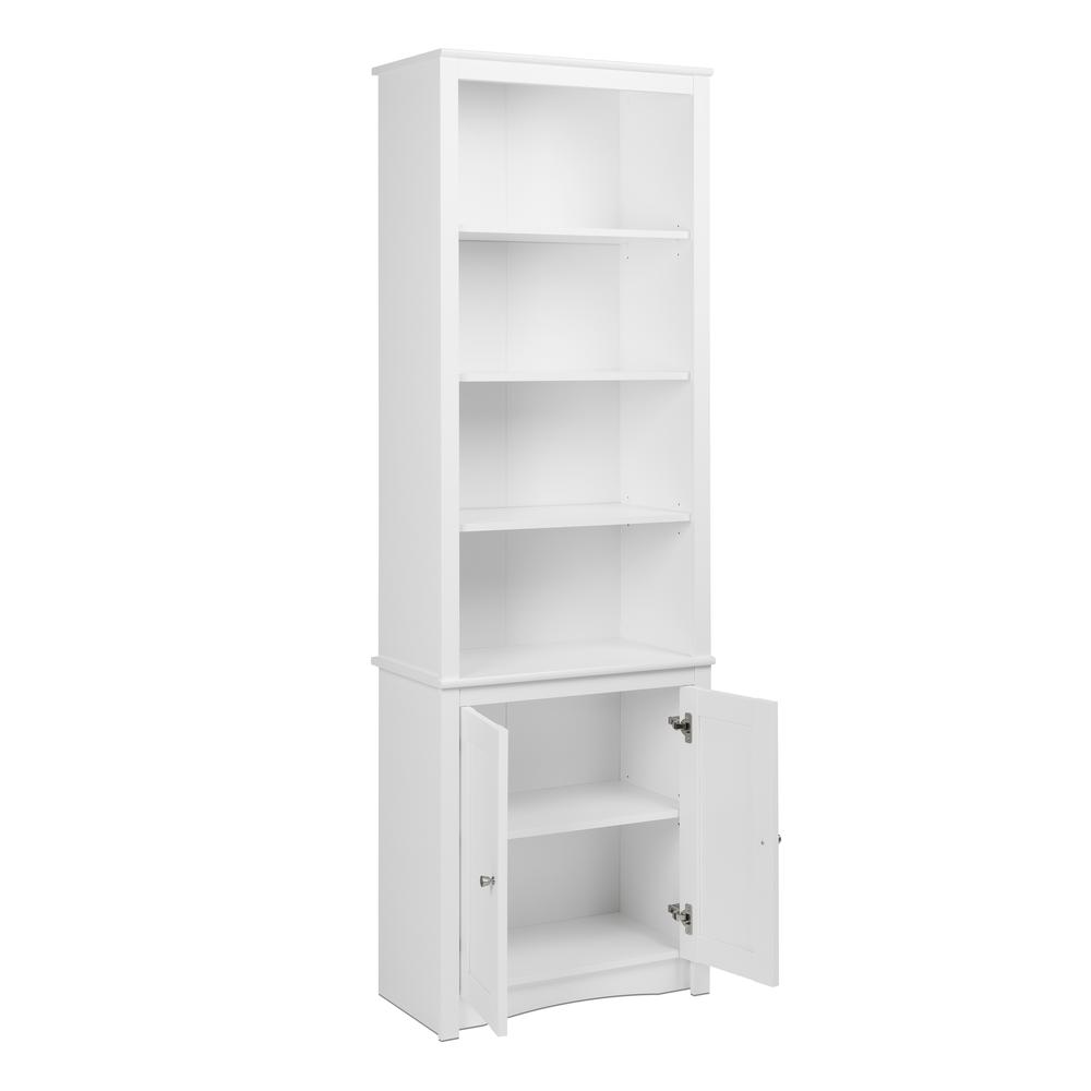 Tall Bookcase with 2 Shaker Doors, White. Picture 3