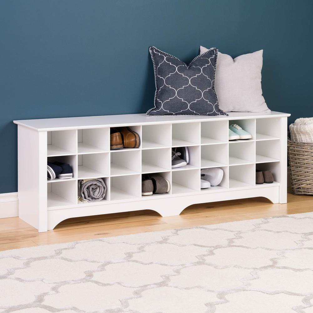 60" Shoe Cubby Bench - White. Picture 4