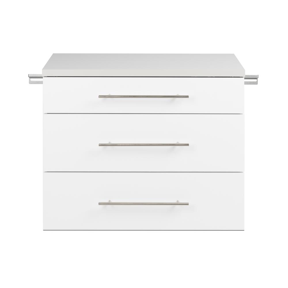 HangUps 3-Drawer Base Storage Cabinet, White. Picture 3