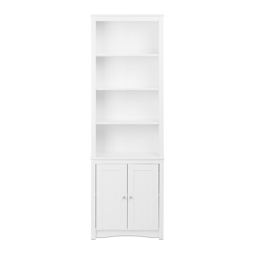 Tall Bookcase with 2 Shaker Doors, White. Picture 4