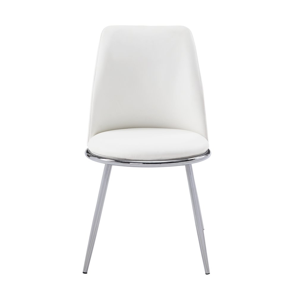 Weizor Side Chair (Set-2), White PU & Chrome (2Pc/1Ctn). Picture 2