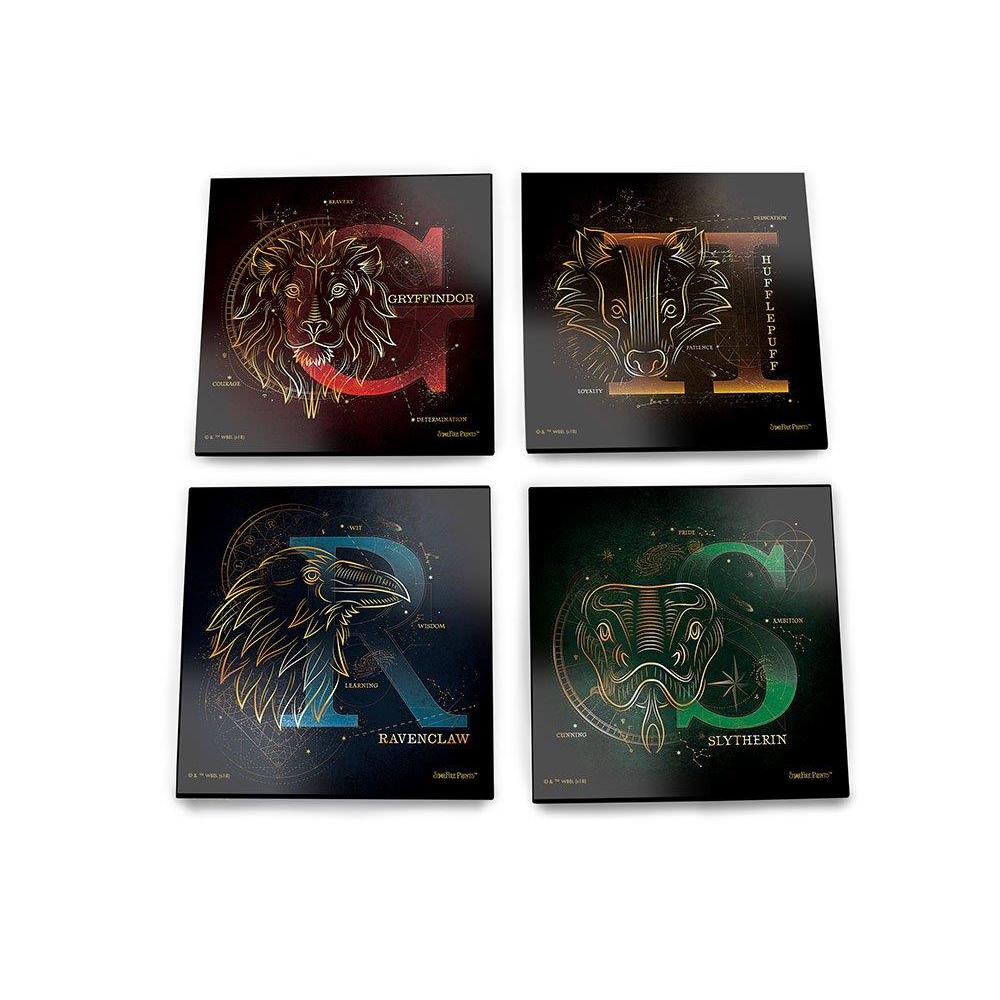 Harry Potter (Celestial House Crests) StarFire Prints Glass Coaster Set. Picture 1