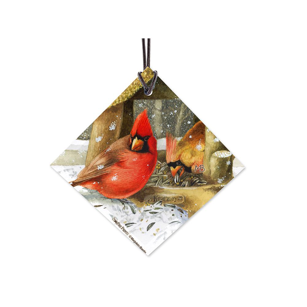 Marjolein Bastin (Winter Cardinals) StarFire Prints Hanging Glass. The main picture.