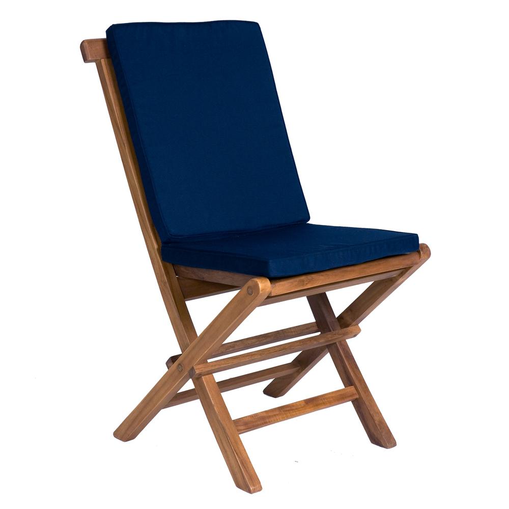 Folding Chair Set with Blue Cushions. Picture 3