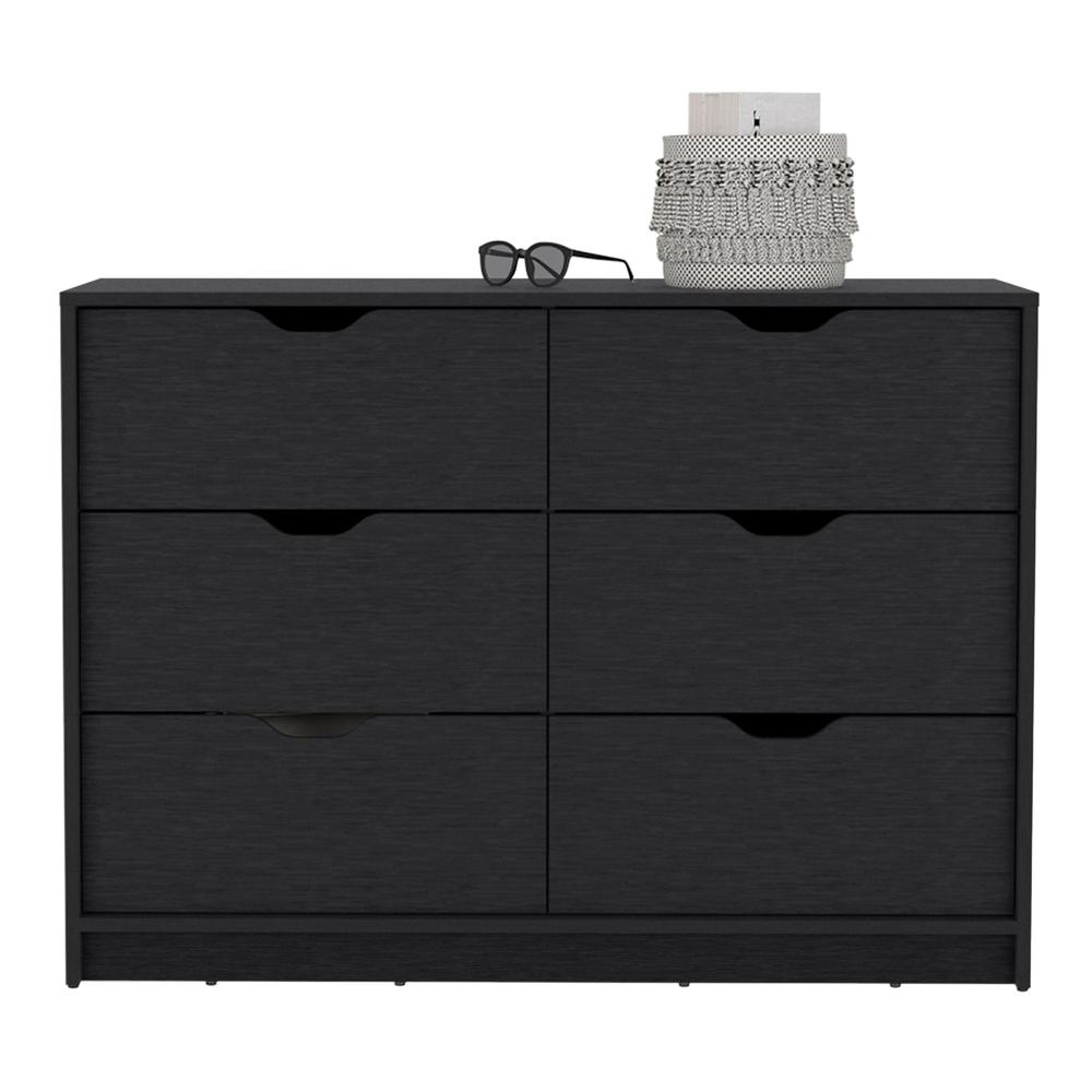 DEPOT E-SHOP Houma 4 Drawer Dresser with 2 Lower Cabinets, Drawer Chest, Black. Picture 2