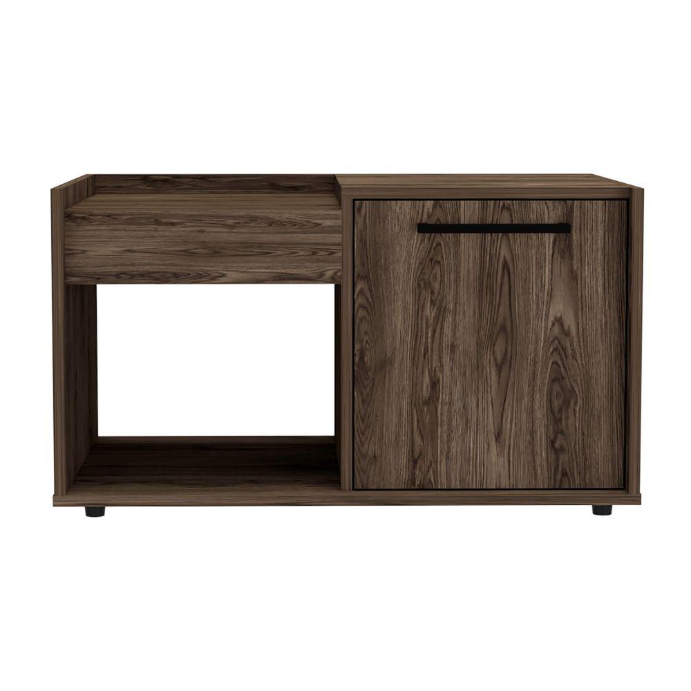 DEPOT E-SHOP Ambar Coffee Table, One Open Shelf, One-Door Cabinet, Countertop- Dark Walnut, For Living Room. Picture 2