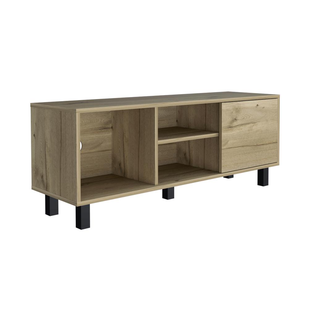 DEPOT E-SHOP Myrtle Tv Stand-Tabletop,Three Open Shelves, One Cabinet-Light Oak, For Bedroom. Picture 2