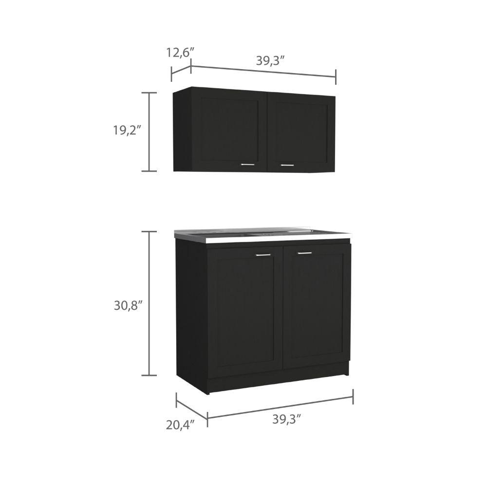 DEPOT E-SHOP Agate Cabinet Set, Two Parts Set, Countertop-Black, For Kitchen. Picture 3