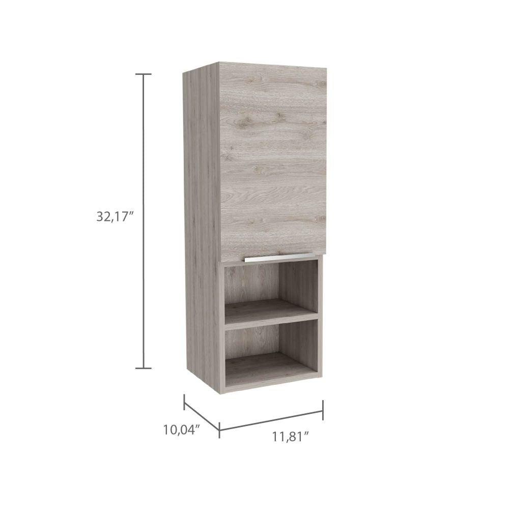 DEPOT E-SHOP Jasper Bathroom Cabinet, Two Open Shelves, Two Internal, One-Door Cabinet-Light Grey, For Bathroom. Picture 3