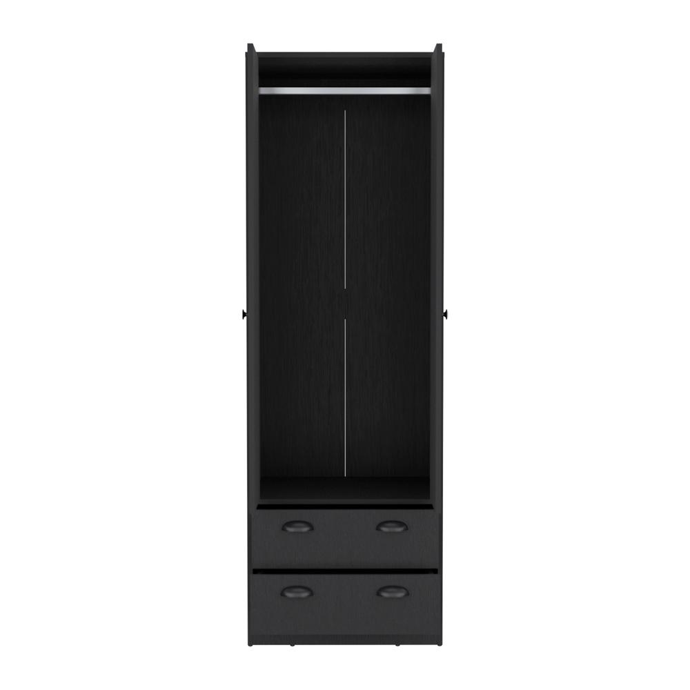 Bonaire Armoire with 2-Drawers and 2-Doors, Black. Picture 2