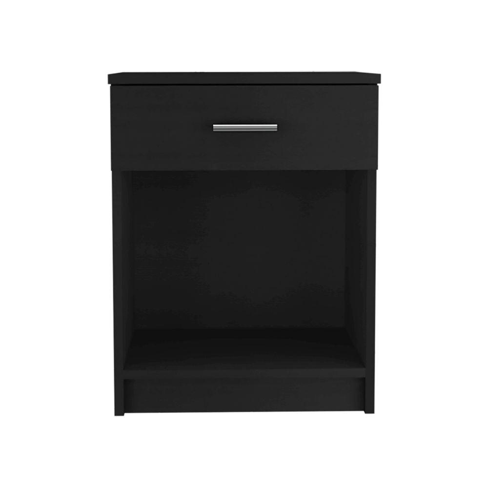 DEPOT E-SHOP Beryl Nightstand, One Drawer, Low Shelf, Countertop-Black, For Office. Picture 2