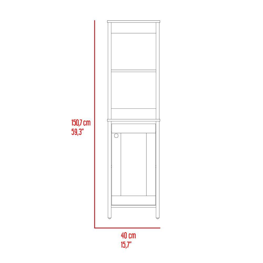 DEPOT E-SHOP New Haven Linen Cabinet, Two Internal Shelves, Two Open Shelves, Four Legs, One-Door Cabinet- Light Grey, For Bathroom. Picture 5