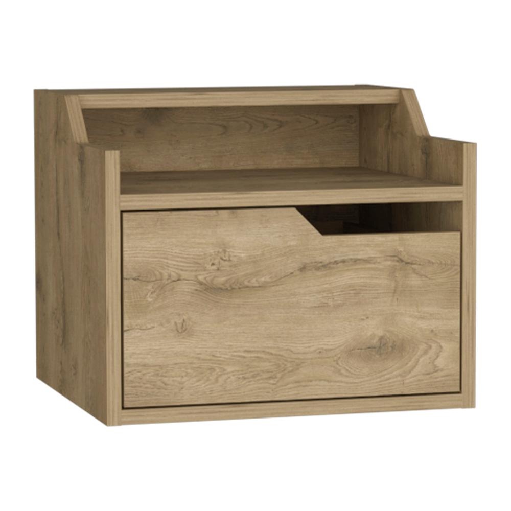 Floating Nightstand, Modern Dual-Tier Design with Spacious Single Drawer Storage. Picture 1