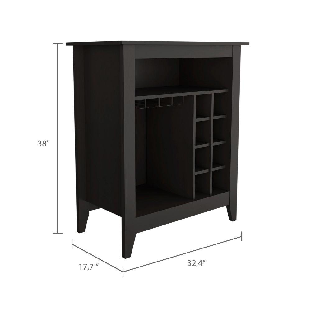 DEPOT E-SHOP Mojito Bar Cabinet, Six Wine Cubbies, One Open Drawer, One Open Shelf, Countertop-Black, For Living Room. Picture 4