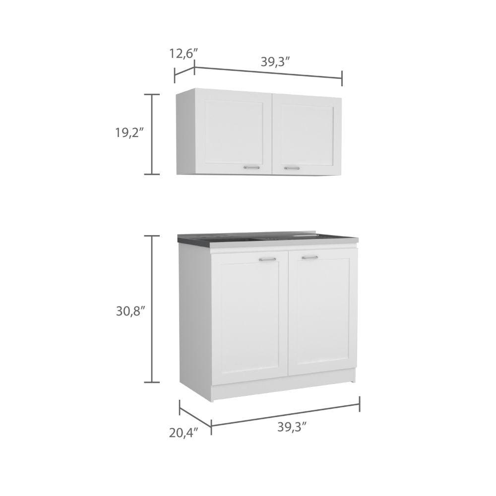 DEPOT E-SHOP Agate Cabinet Set, Two Parts Set, Countertop-White, For Kitchen. Picture 3