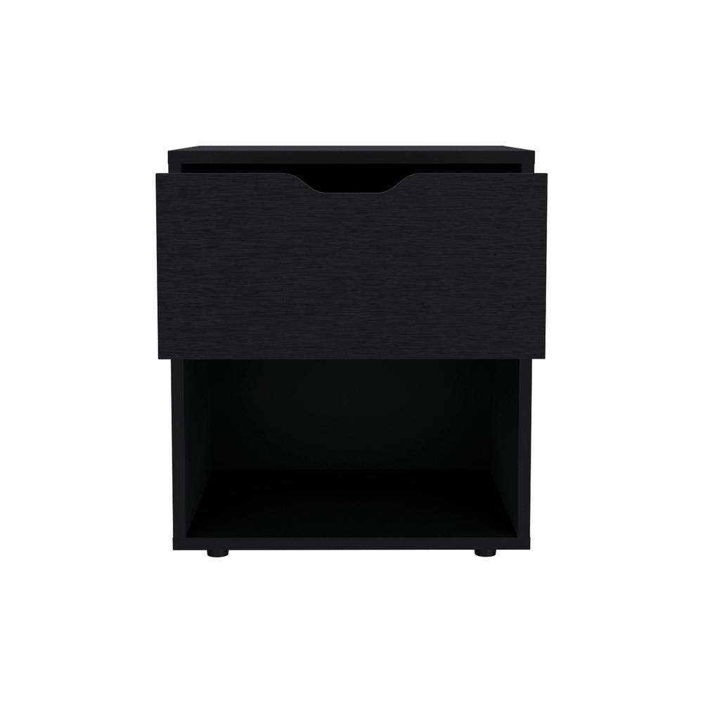 Adak 19.7" High Nightstand End Table with Open Shelf,Black. Picture 2
