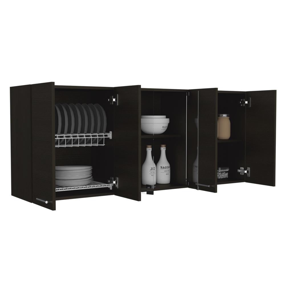 Olimpo 150 Wall Cabinet With Glass In Black. Picture 6