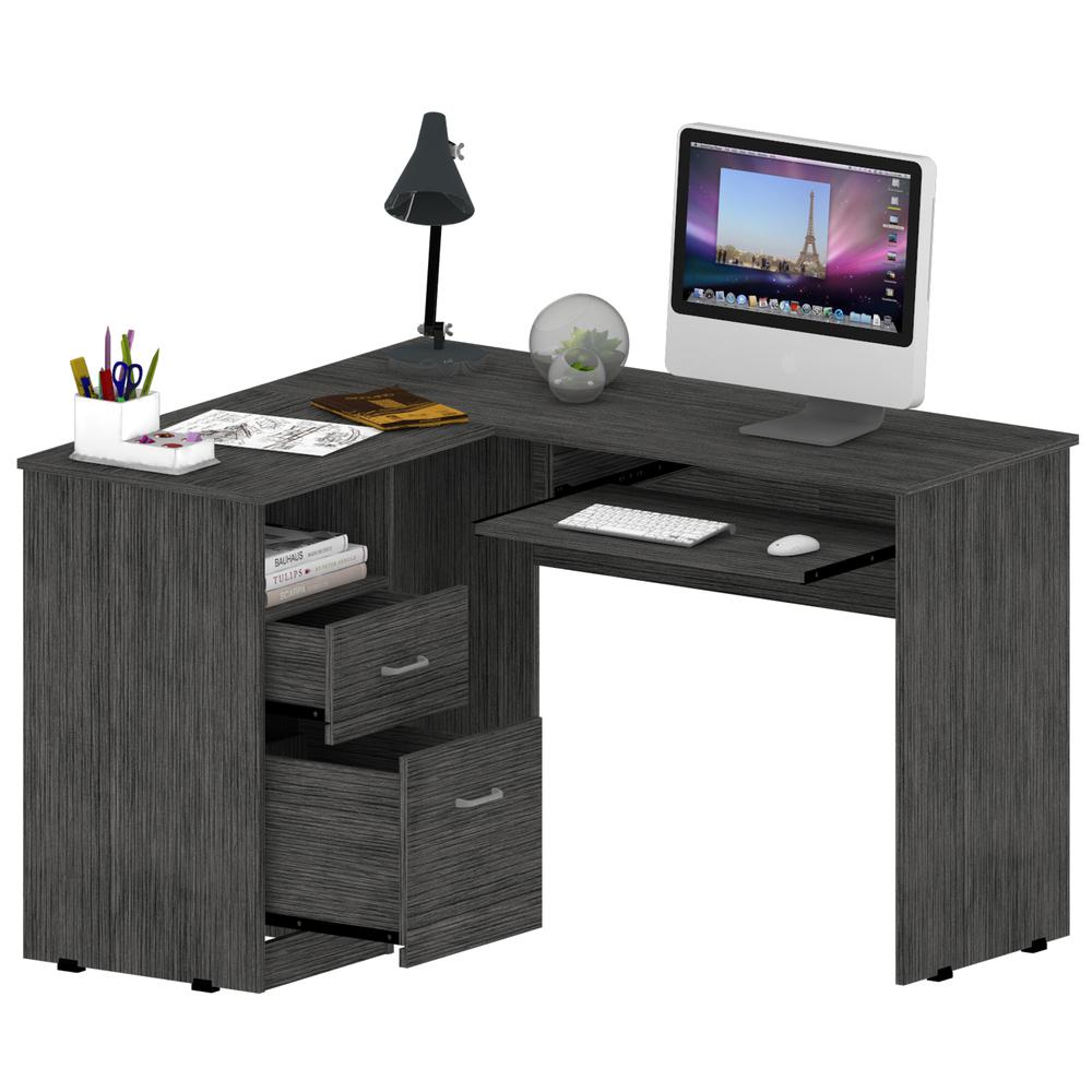 Idra L-Shaped Desk Grey Oak. Picture 2