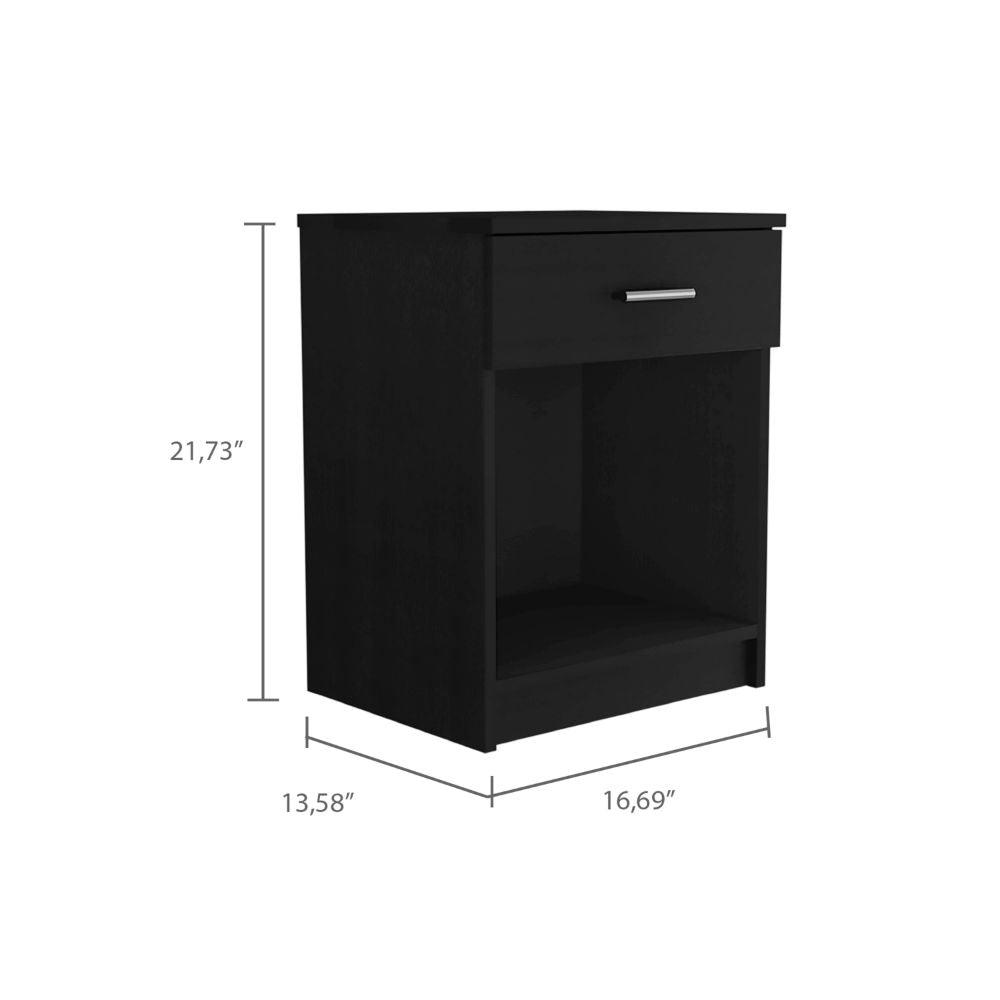 DEPOT E-SHOP Beryl Nightstand, One Drawer, Low Shelf, Countertop-Black, For Office. Picture 4