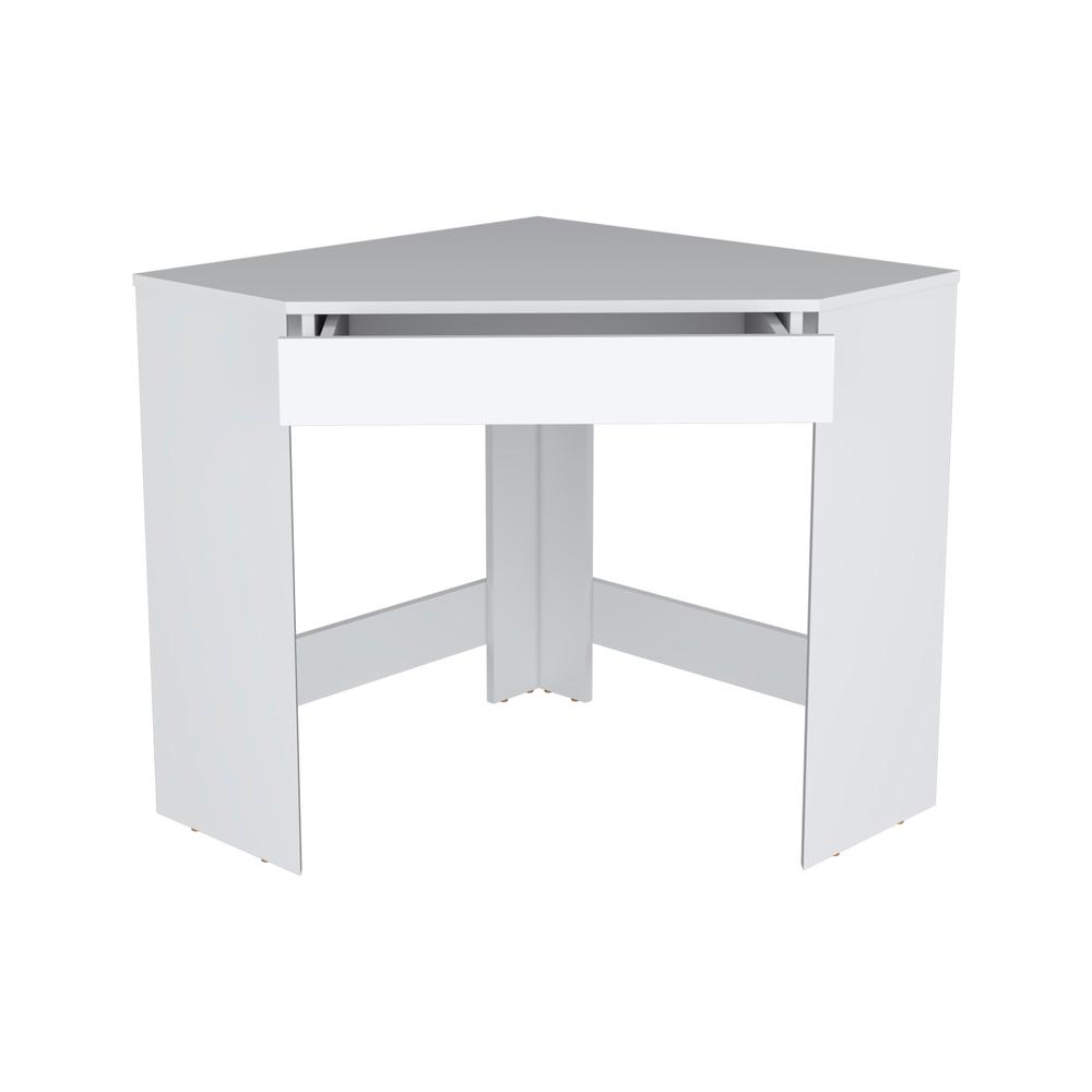 Savoy Corner Desk with Compact Design and Drawer, White -Office. Picture 2