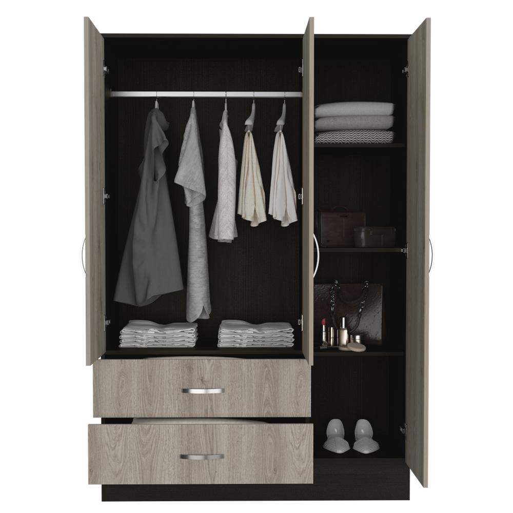 Gangi 120 Mirroed Armoire - Black+Light Grey. Picture 4