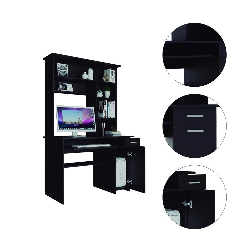 Xalo 180 Compu Hutch Desk In Black. Picture 6