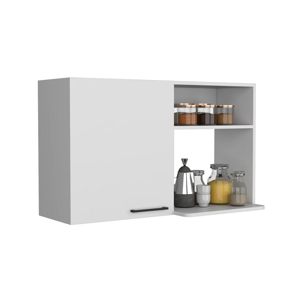 DEPOT E-SHOP Salento 2 Stackable Wall-Mounted Storage Cabinet with 2 Side Shelf, White. Picture 3